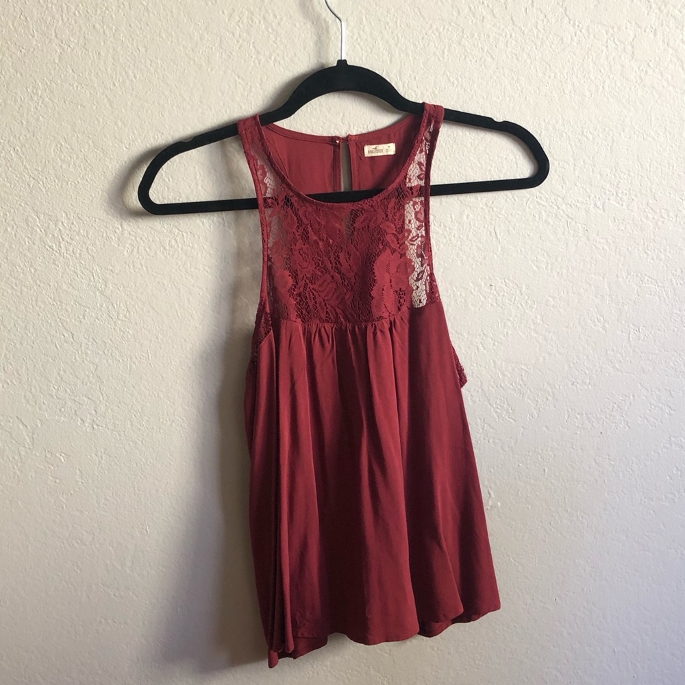 Burgundy Lace Neck Top